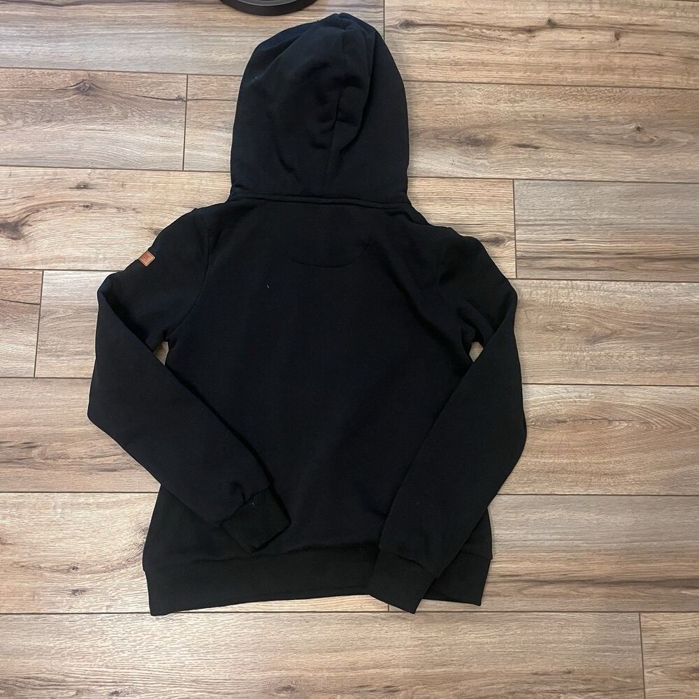 Wanakome Hestia Cowl Neck Black Hoodie Vegan Leather Trim Pullover Women's Large - Picture 6 of 6